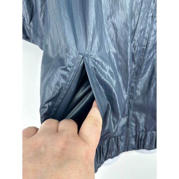 Zenergy By Chico’s Hooded Short Sleeve Jacket Blue Size 2 US L - Picture 3 of 7